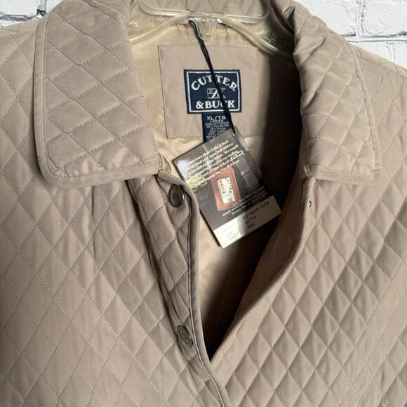 Cutter & Buck Ladies Tan Quilted Jacket, NWT, Side Pockets, Snap Relief, XL - Picture 3 of 10
